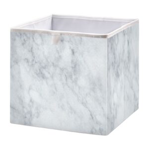 kigai white marble texture cube storage bin, large collapsible organizer storage basket for home office décor, 11 x 11 x 11 in