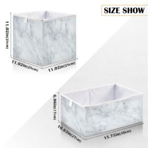Kigai White Marble Texture Cube Storage Bin, Large Collapsible Organizer Storage Basket for Home Office Décor, 11 x 11 x 11 in