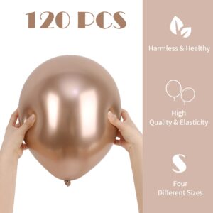 Vividiya Metallic Champagne Gold Balloon -120pcs Balloon Garland Kit 18/12/10/5 Inch Latex Balloons for Birthday Decorations Baby Shower Wedding Party Balloon