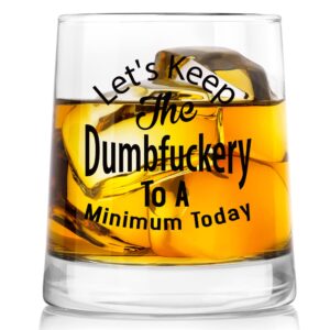 let's keep annoyance to a minimum today funny whiskey glass gifts for men or women - novelty christmas, festival, birthday gifts for friends, bff, coworkers, unique gift ideas for friends, 9 oz
