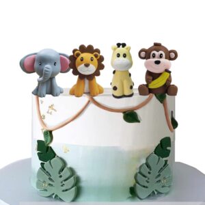jungle safari animal cake topper with lion giraffe monkey elephant for baby shower