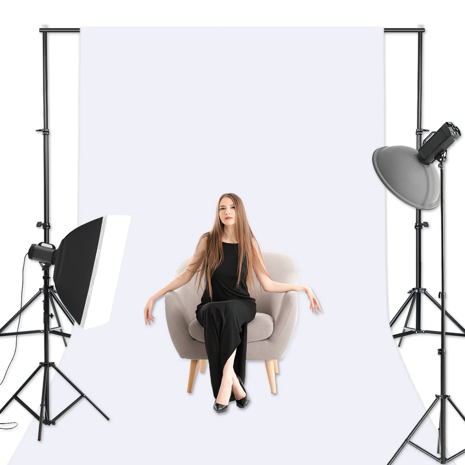 GFCC Photo Backdrop Stand Kit - 7FT x 10Ft Adjustable Background Stand for Photography Video Studio Support System with Carry Bag