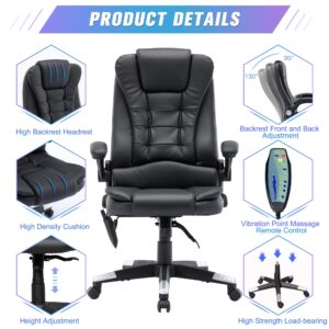 hzlagm Ergonomic Executive Office Chair,Heated Massage Office Chair with 6-Point Vibration, Home Office Chair with Flip-up Armrests and Back Support,Computer Desk Chairs with Wheels for 300lbs