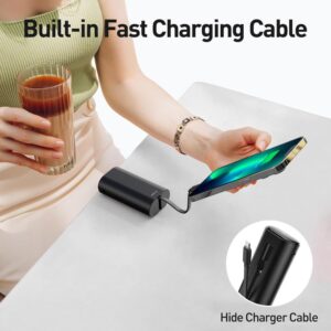 iWALK Power Bank Fast Charging 9600mAh,Ultra Compact Small Portable Charger with Built in 18W PD Cable & LED Display,[2024 Upgrade] PD Battery Pack Portable Charger Compatible with iPhone 14/13/12/XR