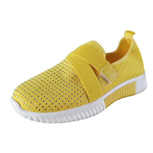 Orthopedic Sandals for Women Slip on Shoes for Women Wide Width Women's Walking Sock Shoes Lightweight Slip on Breathable Yoga Sneakers vhjh07 Yellow