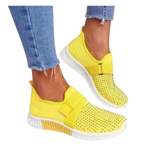 Orthopedic Sandals for Women Slip on Shoes for Women Wide Width Women's Walking Sock Shoes Lightweight Slip on Breathable Yoga Sneakers vhjh07 Yellow