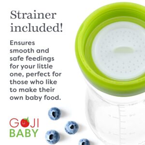 Goji Baby – Baby Food Dispensing Spoon – Mess-Free Feeding – Silicone Baby Food Dispenser for 4+ Months – Precise Food-Release Bottle Spoon Feeder – Straining Baby Squeeze Spoon (Green, 4 Pack)