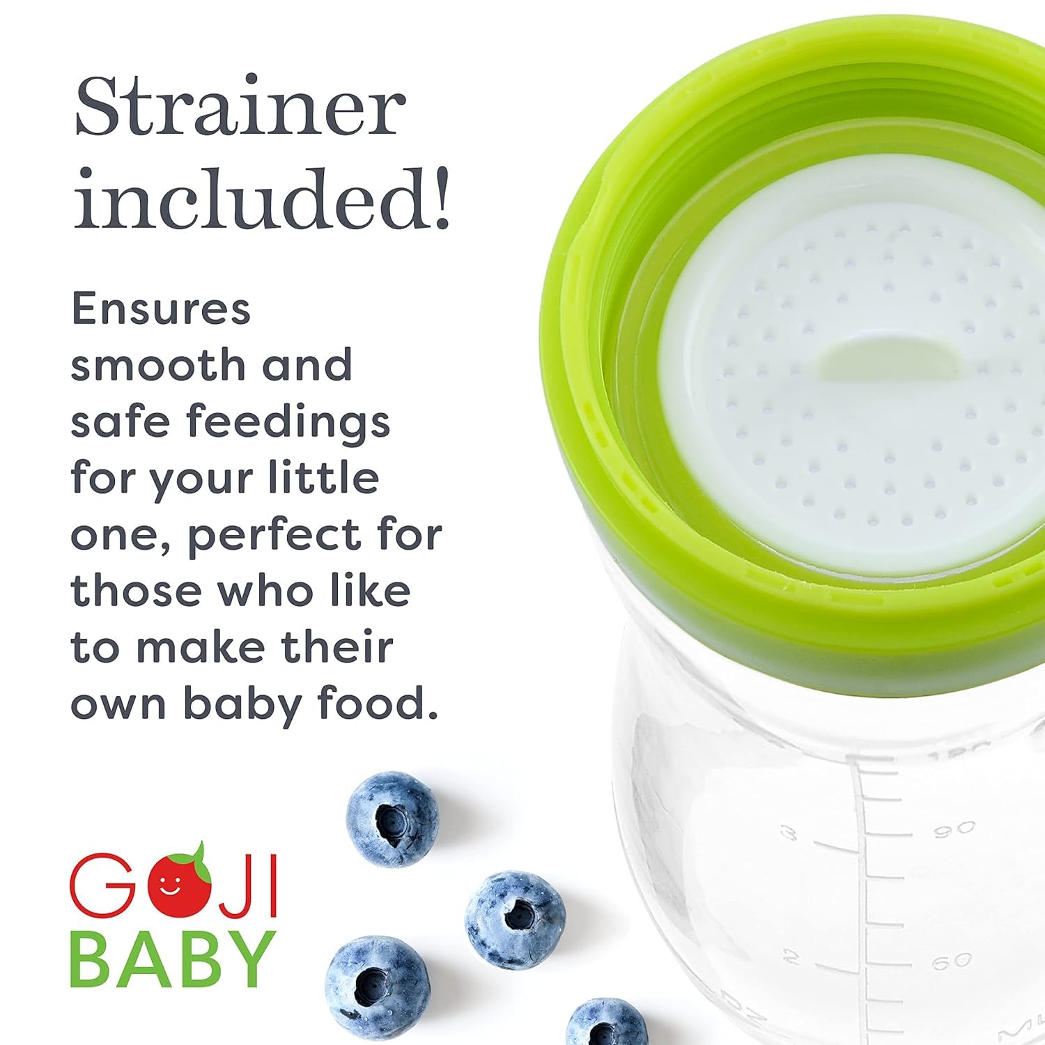 Goji Baby – Baby Food Dispensing Spoon – Mess-Free Feeding – Silicone Baby Food Dispenser for 4+ Months – Precise Food-Release Bottle Spoon Feeder – Straining Baby Squeeze Spoon (Green, 4 Pack)