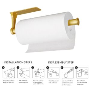 Paper Towel Holder,Paper Towel Holder Under Cabinet Bulk- Self-Adhesive,Paper Towel Holder Wall Mount Both Available in Adhesive and Screws,Sturdy and Durable(Rose Gold)