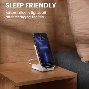 Wireless Charging Stand for iPhone 15/14/13/12 Pro Max/Pro/Mini, SE 11 X XR XS MAX X 8 Plus, Wireless Phone Charger Samsung S23/S22/S21/S20/S10+/Ultra, Note 20/10/9 White (Adapter Included)