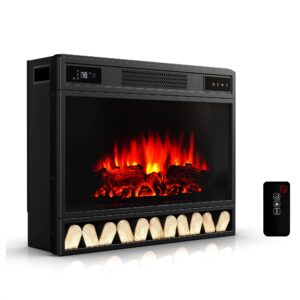 vanston recessed electric fireplace 26'', electric fireplace insert with timer and child lock, electric fireplace with remote and storage of wooden decorations, black,25 63/64 inches