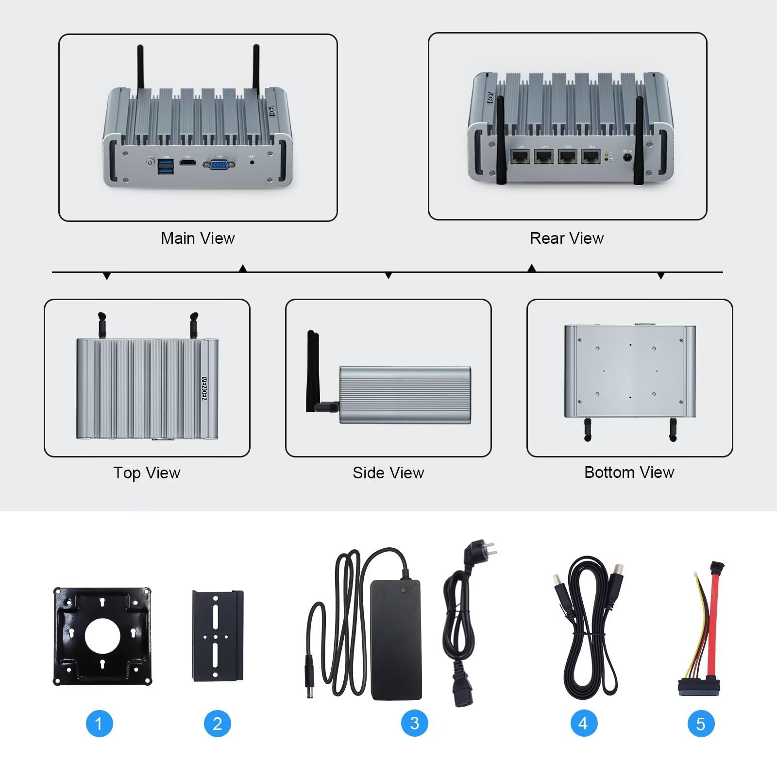 Firewall Appliance, Mini PC 2.5Gbe 6 Lan Port, Micro Router PC, i225 NICs, Celeron J4125, 8GB DDR4 RAM 128GB SSD, HD-MI, RS232 COM, Wifi, Small Case, Auto Power On, Windows 10 / Firewall Software