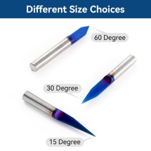 CNC Router Bits 30 Degree Engraving Bits 0.005 Tip with 1/4 Shank Nano Blue Coat Solid Carbide V Groove Router Bit for Signmaking Carving