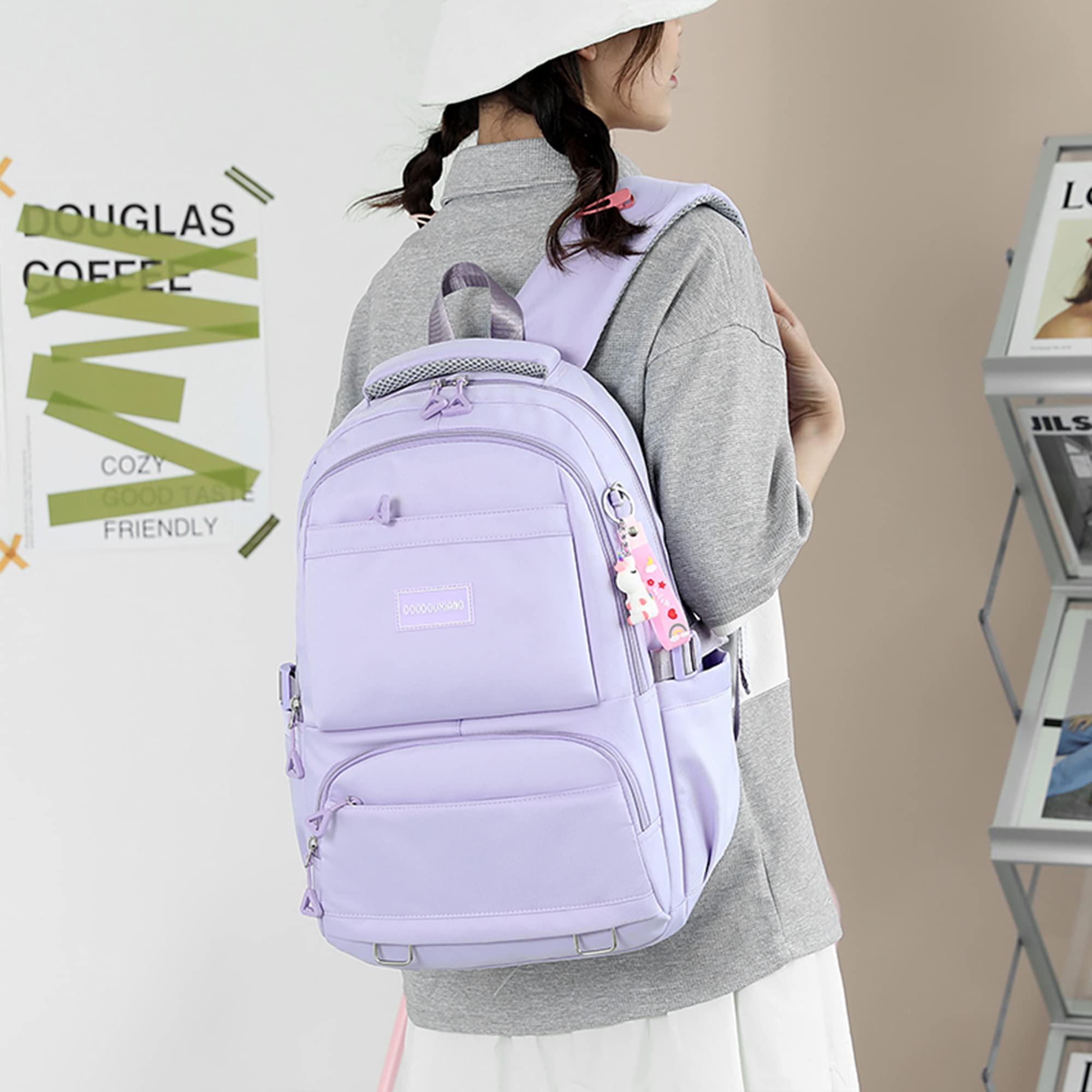 Woyiyaan Backpack for School Girls Bookbag Cute Bag College Middle High Elementary School Backpack for Teen Girls (Purple)