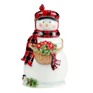 certified international christmas lodge snowman 3-d cookie jar, 96 oz, multicolor