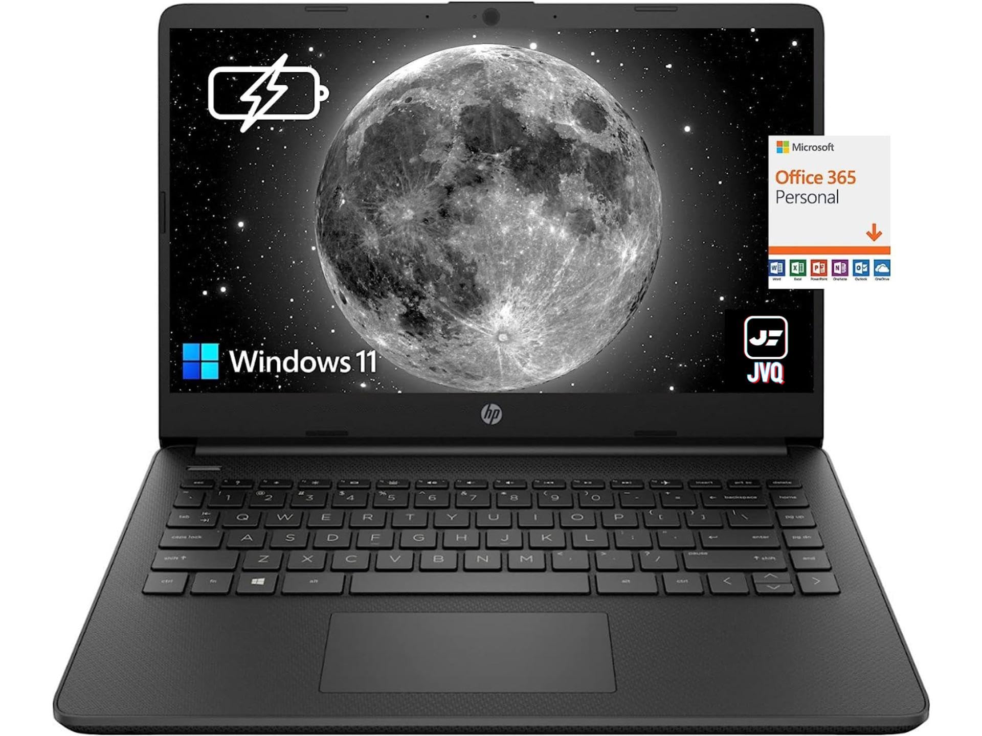 hp Newest Stream 14" HD Laptop, Intel Celeron N4020(up to 2.8GHz), 8GB RAM, 128GB Space(64GB eMMC+64GB Card), 1-Year Office 365, HDMI, WiFi, USB-C, Webcam, Bluetooth, Windows 11S, Black+JVQ Mousepad