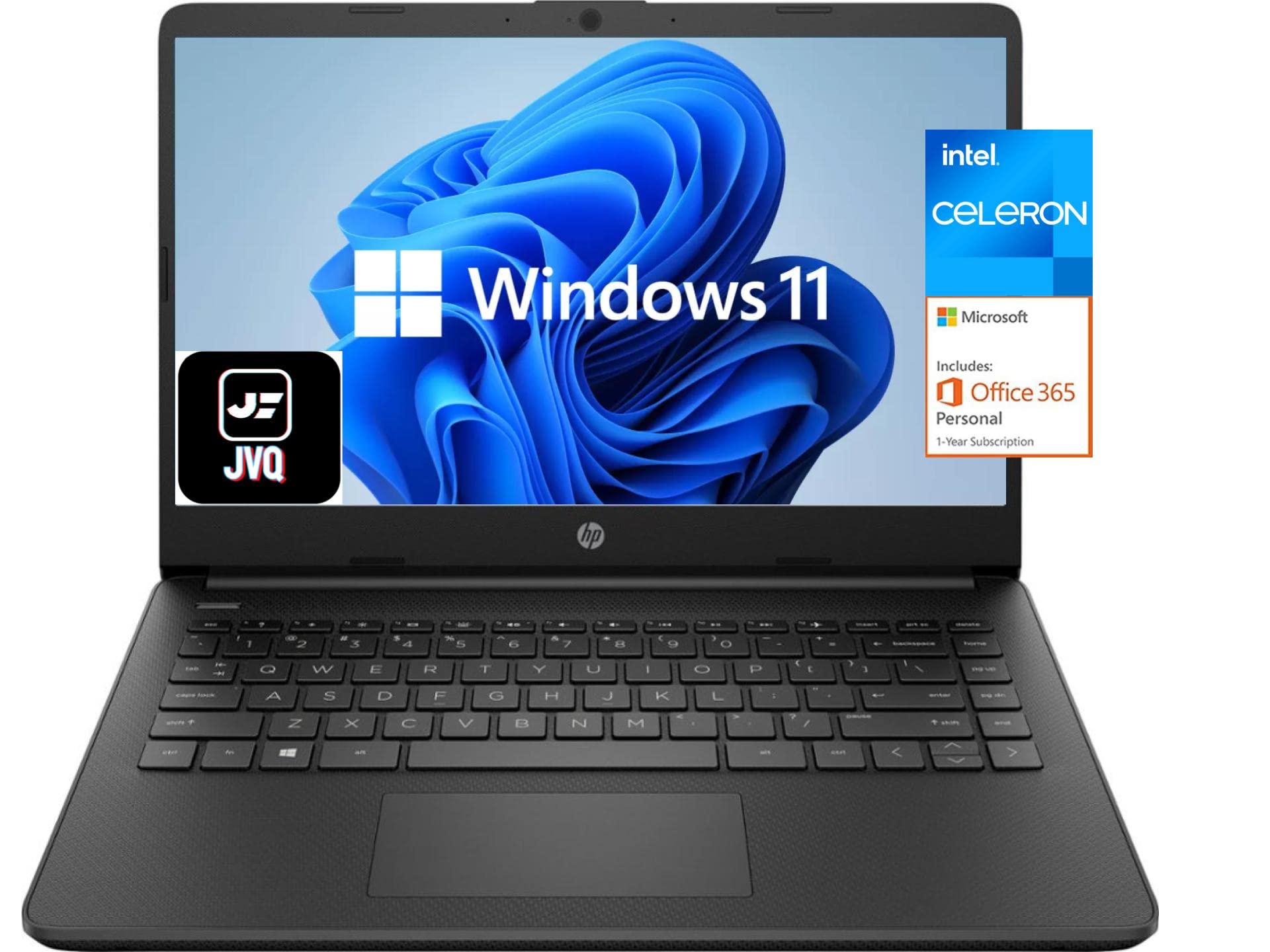 hp Newest Stream 14" HD Laptop, Intel Celeron N4020(up to 2.8GHz), 8GB RAM, 128GB Space(64GB eMMC+64GB Card), 1-Year Office 365, HDMI, WiFi, USB-C, Webcam, Bluetooth, Windows 11S, Black+JVQ Mousepad