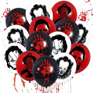 whaline 65pcs halloween balloons black white red blood splatter balloons bloody handprint latex balloons scary party decoration for halloween party favor haunted house crime scene party supplies