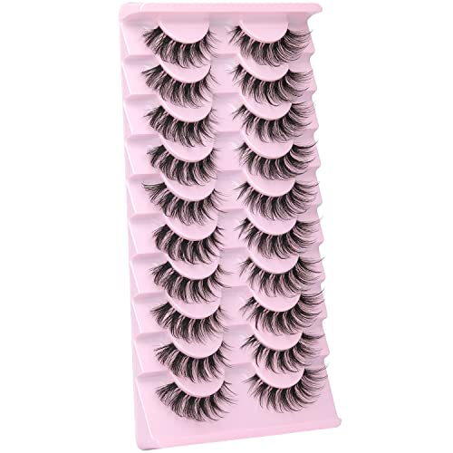 False Eyelashes Clear Band Natural Lashes Wispy Cat Eye 15mm Russian D Curl Lashes Extension Strip Eyelashes Pack by Kiromiro