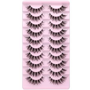 False Eyelashes Clear Band Natural Lashes Wispy Cat Eye 15mm Russian D Curl Lashes Extension Strip Eyelashes Pack by Kiromiro