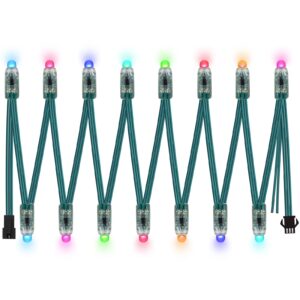 SEZO WS2811 Diffused String Light 12mm 50PCS/Set DC5V Individually Addressable Dream Color RGB LED Pixels Module for Party Outdoor Advertising Decor Christmas IP68 Waterproof (Green Wire)