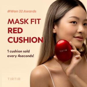TIRTIR Mask Fit Red Cushion Foundation | Japan's No.1 Choice for Glass skin, Long-Lasting, Lightweight, Buildable Coverage, Semi-Matte Finish, Korean Cushion Foundation (23N Sand, 0.15 oz.(Mini))