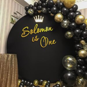 HELAKU Black Round Backdrop Cover - 7.2x7.2ft Black Circle Backdrop Cover with 2 Backdrop Clips Round Backdrop Background Cover for Birthday Party Baby Shower Wedding Decorations