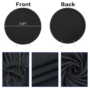 HELAKU Black Round Backdrop Cover - 7.2x7.2ft Black Circle Backdrop Cover with 2 Backdrop Clips Round Backdrop Background Cover for Birthday Party Baby Shower Wedding Decorations