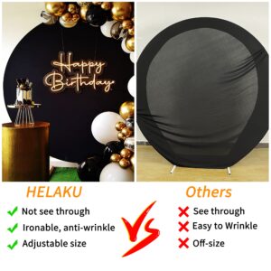 HELAKU Black Round Backdrop Cover - 7.2x7.2ft Black Circle Backdrop Cover with 2 Backdrop Clips Round Backdrop Background Cover for Birthday Party Baby Shower Wedding Decorations