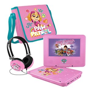 paw patrol 7" portable dvd player with matching headphones and carrying bag, compatible with cds, dvds, usb and sd card, swivel screen, (nkpdvd701sk)