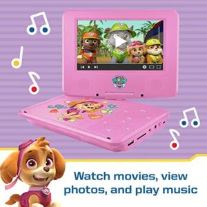 PAW Patrol 7" Portable DVD Player with Matching Headphones and Carrying Bag, Compatible with CDs, DVDs, USB and SD Card, Swivel Screen, (NKPDVD701SK)