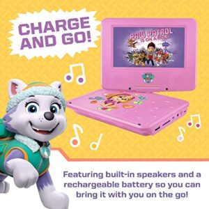 PAW Patrol 7" Portable DVD Player with Matching Headphones and Carrying Bag, Compatible with CDs, DVDs, USB and SD Card, Swivel Screen, (NKPDVD701SK)