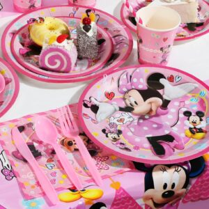 Pink Mouse Birthday Party Supplies Decorations, Mouse Theme Backdrop,Pink Mouse Tablecloth Balloons Kit Cups Plates Napkins Tableware Set for Kids Birthday Party Supplies Party Favor