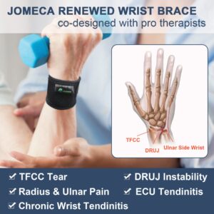 JOMECA Replaceable Wrist Brace for TFCC Tear, Ulnar Wrist Band with Two Pads for Ulnar Sided Wrist Pain, DRUJ Instability, Triangular Fibrocartilage Complex Injury, Fit Right & Left Hand (S/M)