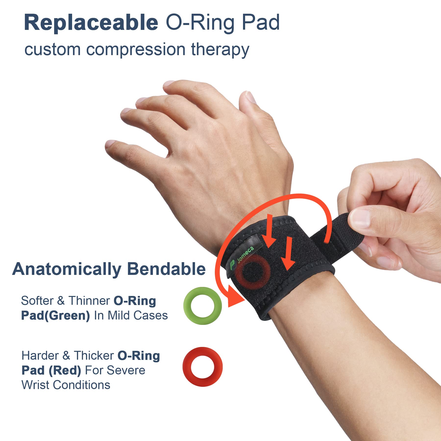 JOMECA Replaceable Wrist Brace for TFCC Tear, Ulnar Wrist Band with Two Pads for Ulnar Sided Wrist Pain, DRUJ Instability, Triangular Fibrocartilage Complex Injury, Fit Right & Left Hand (S/M)