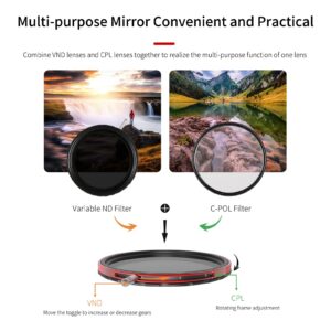 Haida Filter for Camera Pro II Multi-Coating Circular Polarizer + Variable Neutral Density SLR Camera Lens Filter Waterproof Scratch Resistant Nano-Coating CPL + VND Filter 82mm(2 in 1)