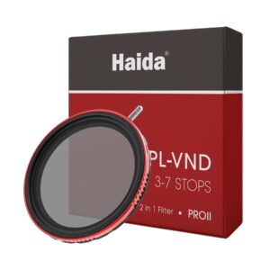 haida filter for camera pro ii multi-coating circular polarizer + variable neutral density slr camera lens filter waterproof scratch resistant nano-coating cpl + vnd filter 77mm(2 in 1)