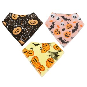 lnglat 3-pack baby bandana drool bibs for boys and girls with adjustable snaps, organic cotton soft and absorbent toddler baby halloween bibs for drooling and teething (color 3)