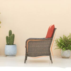 HUMMUH Outdoor Wicker Patio Chairs Set of 2 with Side Table,PE Rattan Bistro Table and Chairs for Yard Backyard Lawn Porch