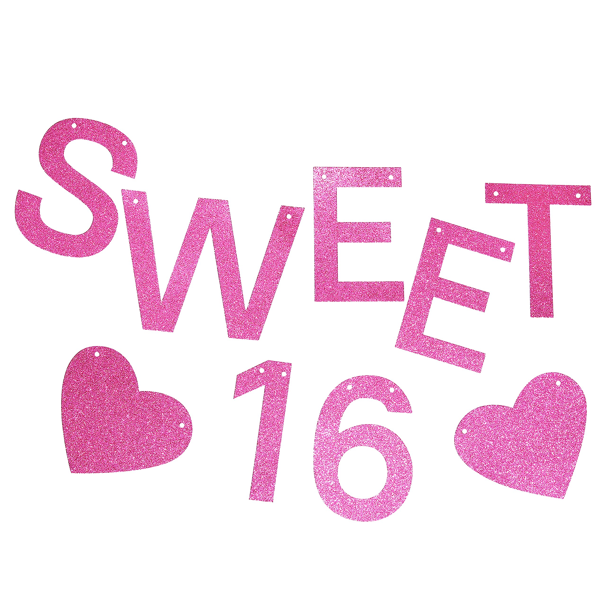 16th Birthday Party Decorations for Girls Hot Pink Sweet 16 Glitter Birthday Banner Happy 16 Years Old Birthday Decor Supplies Birthday Gift Photo Backdrop