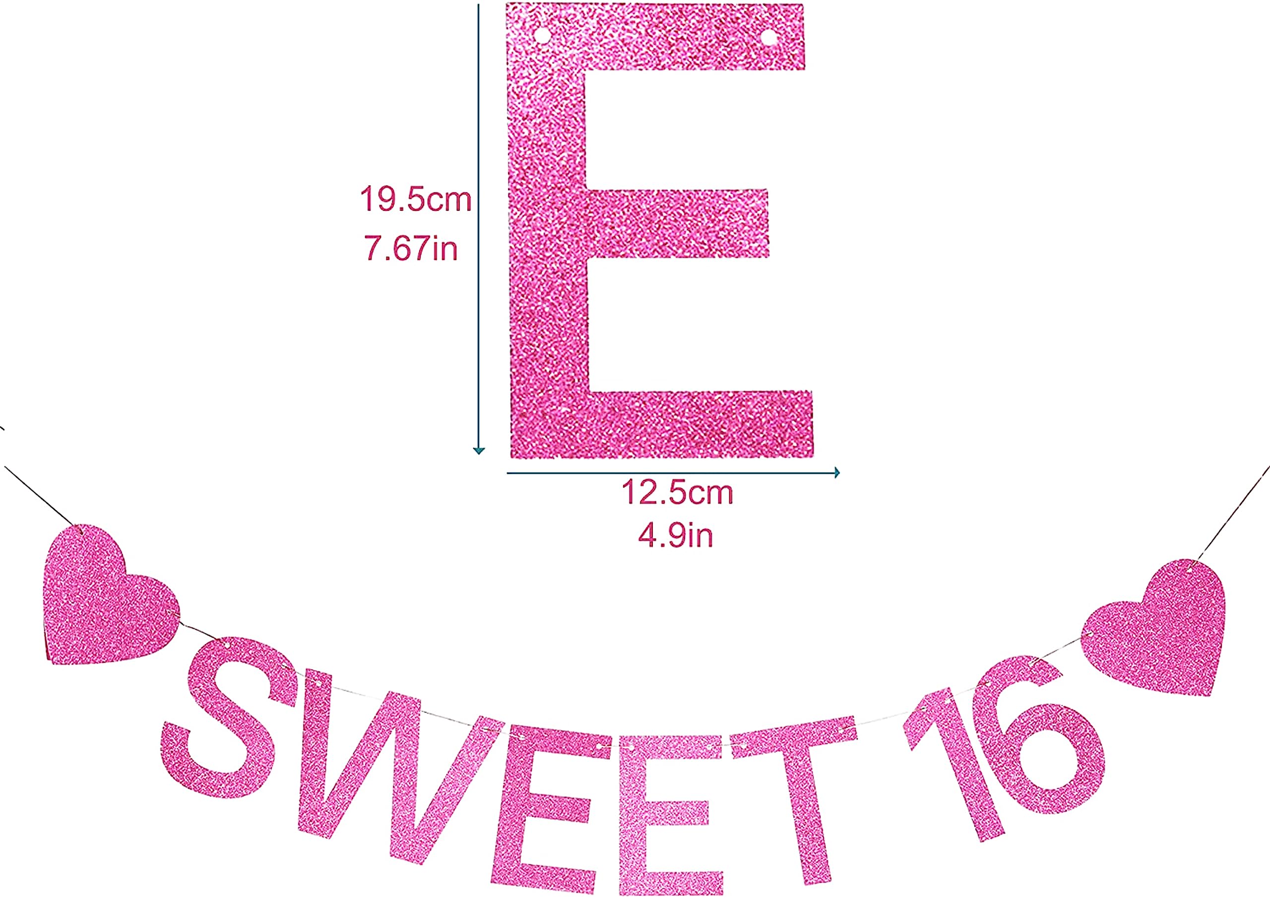 16th Birthday Party Decorations for Girls Hot Pink Sweet 16 Glitter Birthday Banner Happy 16 Years Old Birthday Decor Supplies Birthday Gift Photo Backdrop