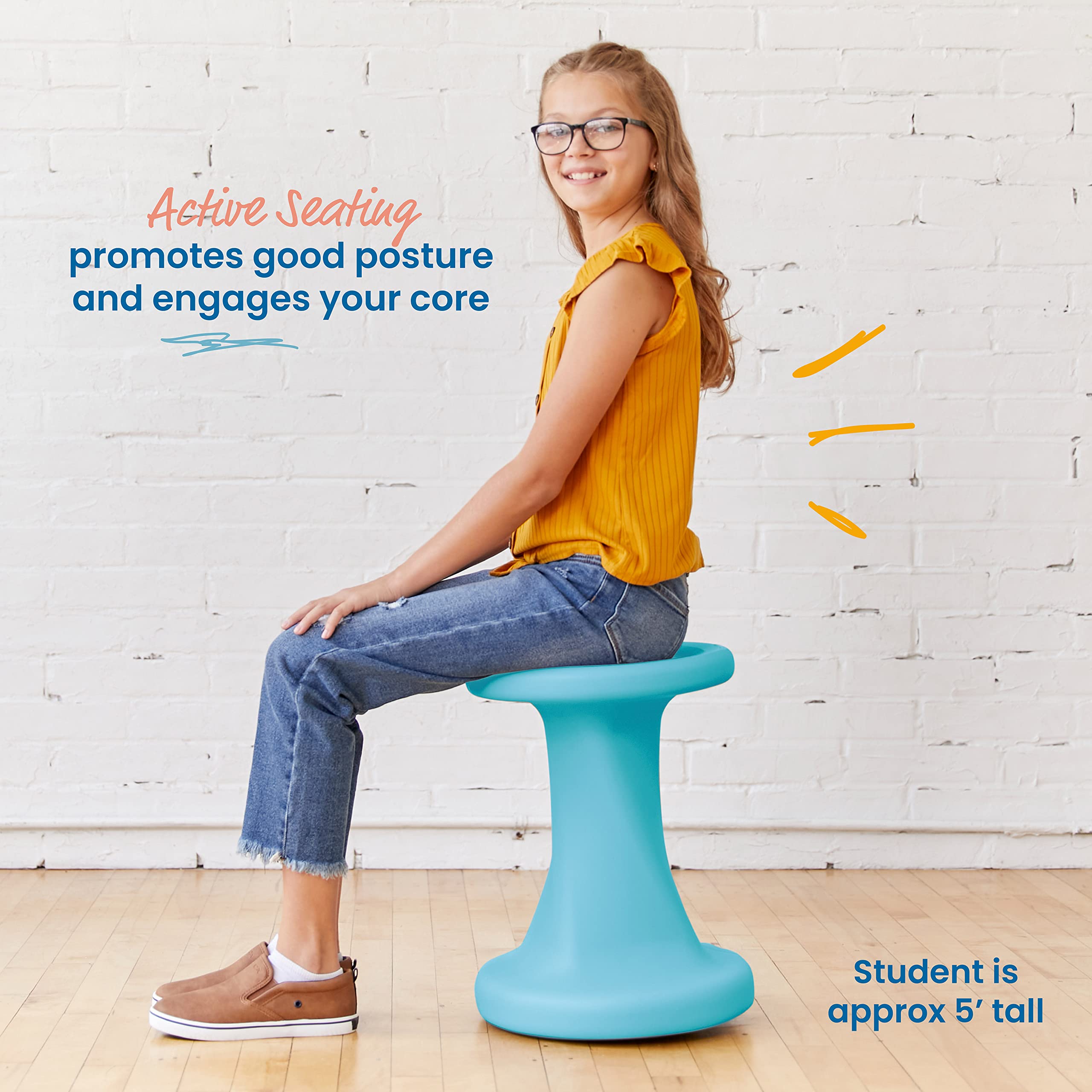 ECR4Kids Twist Wobble Stool, 18in Seat Height, Active Seating, Cyan