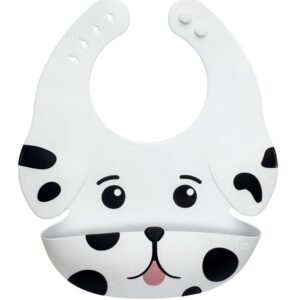 melii Silicone Weaning Bib for Babies & Toddlers, Large Food Catcher (Dog)