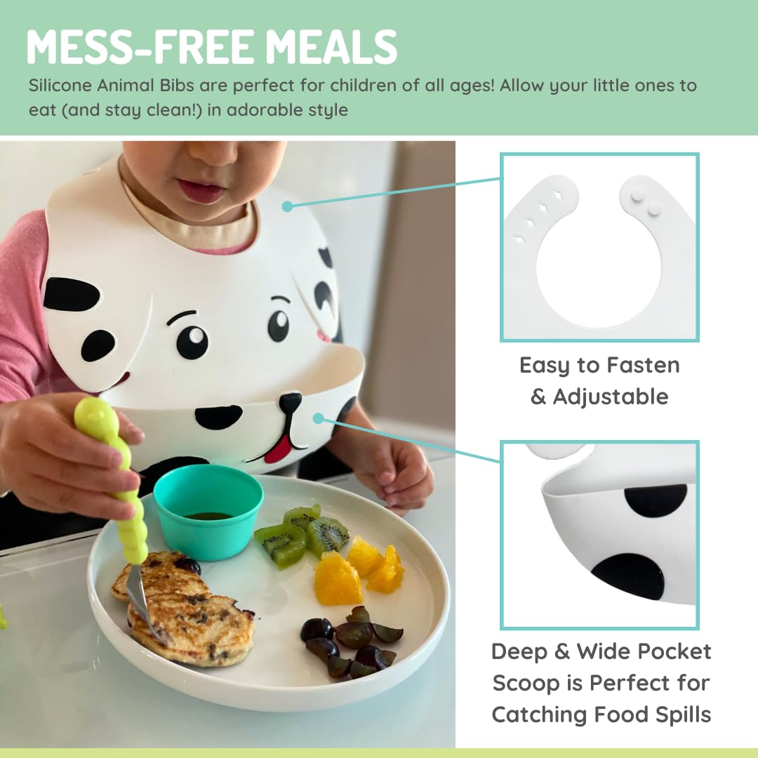 melii Silicone Weaning Bib for Babies & Toddlers, Large Food Catcher (Dog)