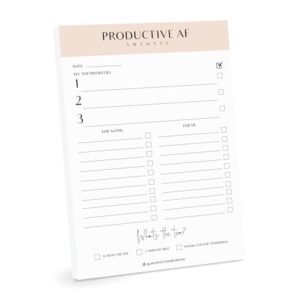 manifest your purpose productive af notepad, daily planner, simple pink notepad, organizer, to - do lists, size a5, undated planner (50 sheets),