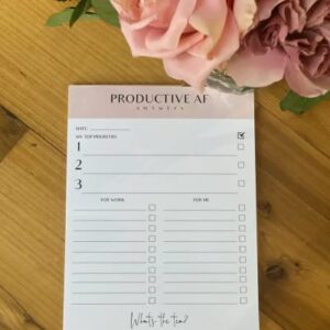 Manifest Your Purpose Productive AF Notepad, Daily Planner, Simple Pink Notepad, Organizer, To - Do Lists, Size A5, Undated Planner (50 Sheets),