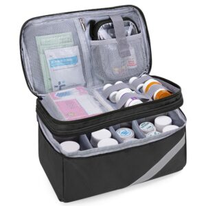 trunab medicine storage and organizer bag empty, pill bottle organizer with portable small pouch, home first aid box for emergency medication, supplements or medical kits (bag only)(patent design)