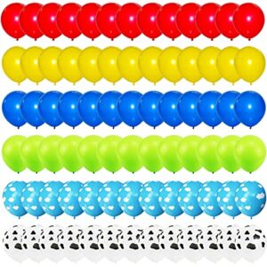 royal blue, yellow, lime green, red balloons set - 122pcs white cow print balloon blue yellow green balloon arch rainbow balloons for cow toys boys story theme birthday baby shower graduation party