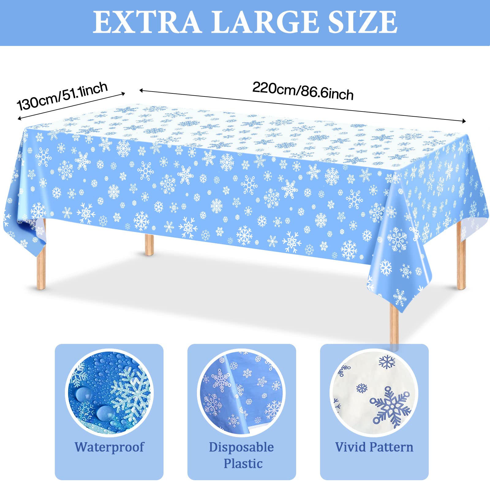 Ice Themed Party Decorations, Snow Birthday Decorations with Blue Purple Balloon Arch Kit Ice Snow Castle Photography Backdrop Banner and Snowflake Tablecloth for Girl Women Party Decor