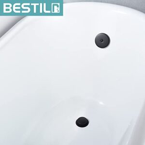 BESTILL Tip-Toe Bathtub Drain Kit and Overflow Plate, Matte Black